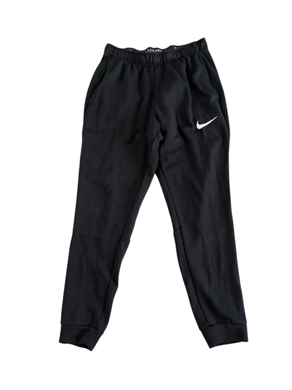 Nike DriFit Men’s Black Standard Fit  Jogger Sweat Pants with White Swoosh M